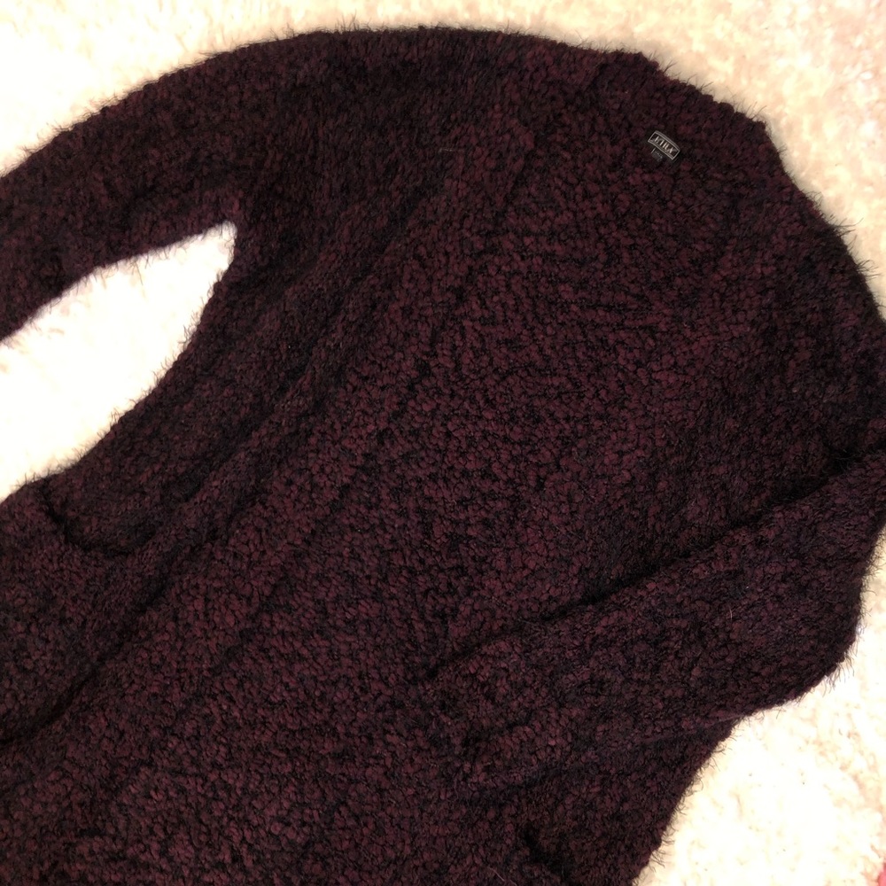 Fuzzy Burgundy Cardigan